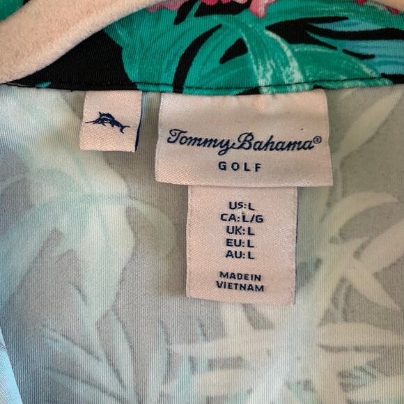 TOMMY BAHAMA GOLF Dress L Athletic Tennis Tropical Floral Ruffle Hem Quarter Zip - Picture 10 of 13